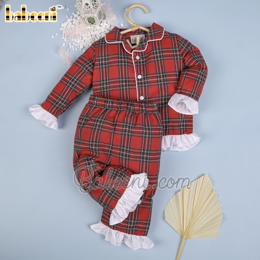 Red and green flannel plaid girl pajama – BB2645