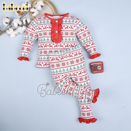 Christmas Nordic printed baby girl loungewear – BB2715