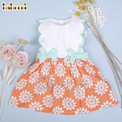 Cute girl dress coral white collar - BB2718A
