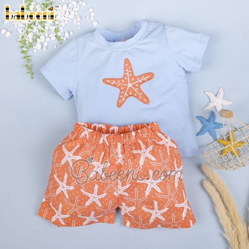Starfish applique boy set clothing – BB2731