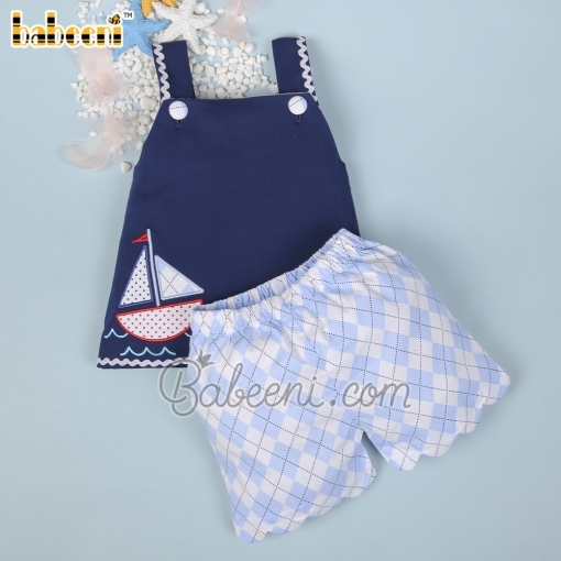 Rhombus navy baby set clothing – BB2728