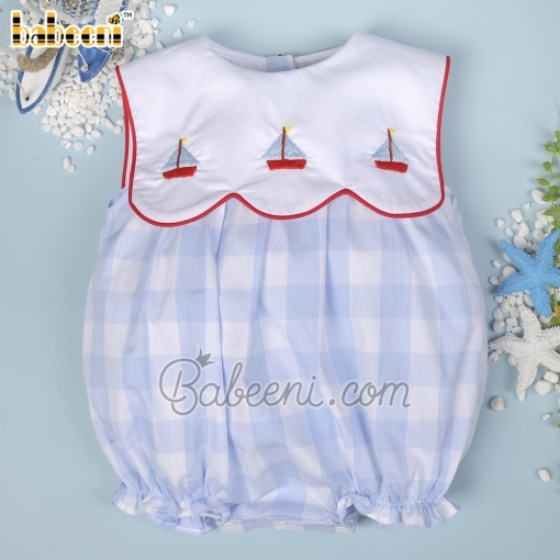 Sailboat embroidery baby bubble – BB2780