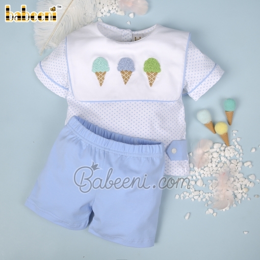 French knot hand embroidery boy set clothing – BB2819