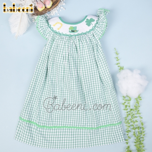 Lovely St Patrick smocked baby dress – BB2694