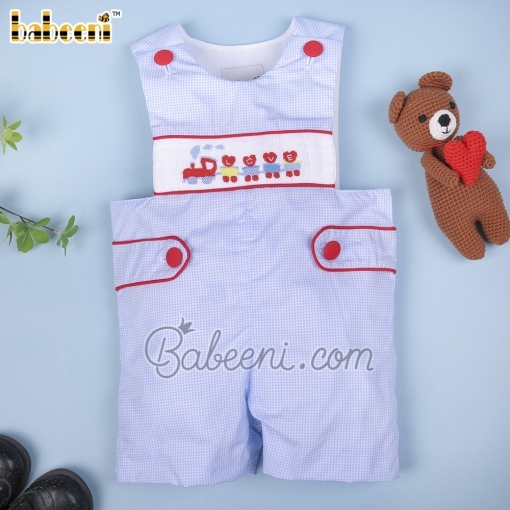 Train of Love hand smocked boy bubble  – BB2822A