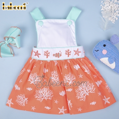 Ocean creature embroidery baby dress  – BB2833