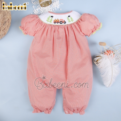 Truck hand smocked baby bubble  – BB2786