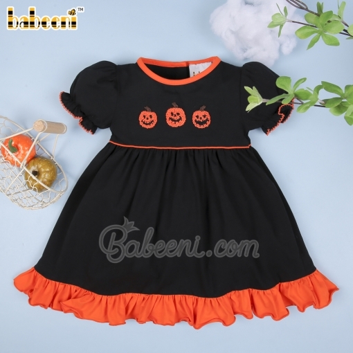 Pumpkin French knot embroidery baby dress – BB2870