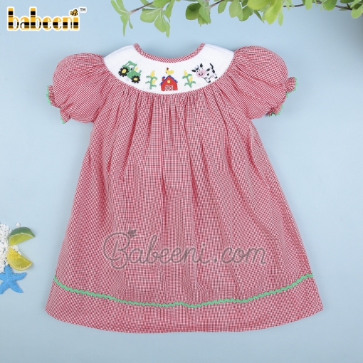 Tractor and farm animals smocked bishop - BB1296