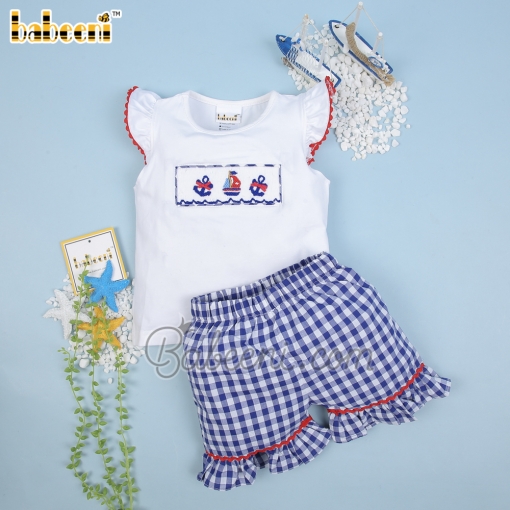 Patriotic smocked outfit for girls - BB1337