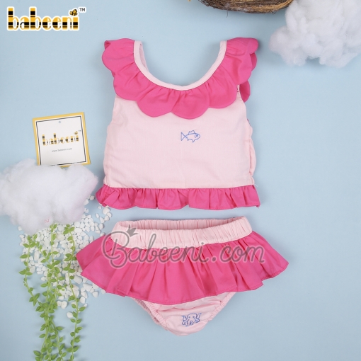 Sea animal embroidery swimwear two piece set - BB1419A