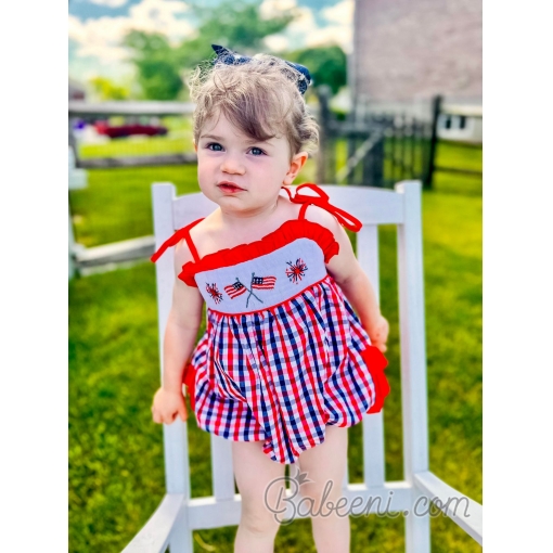 4th of July smocked bubble