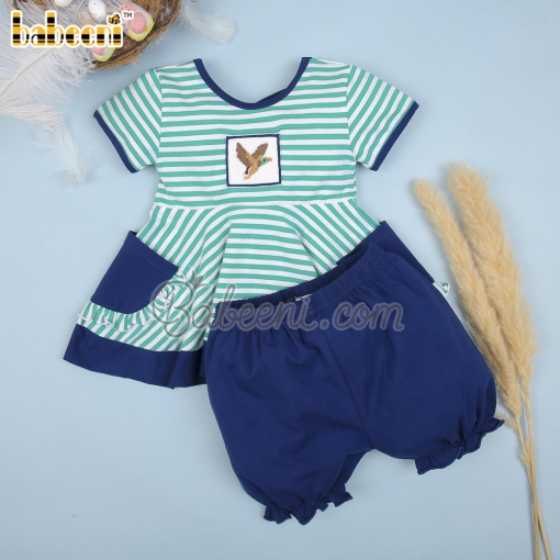 Cute girl smocked set duck embroidery - BB1734