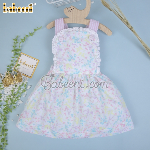 Lavender floral printed baby dress with laces – BB2903