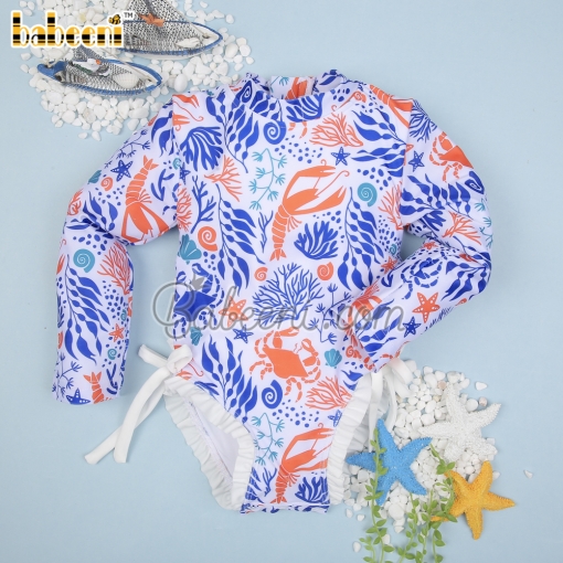 Crawfish printed girl swimwear – BB2938