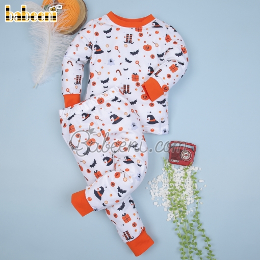 Printed Halloween pumpkin boy sleepwear set - BB2291