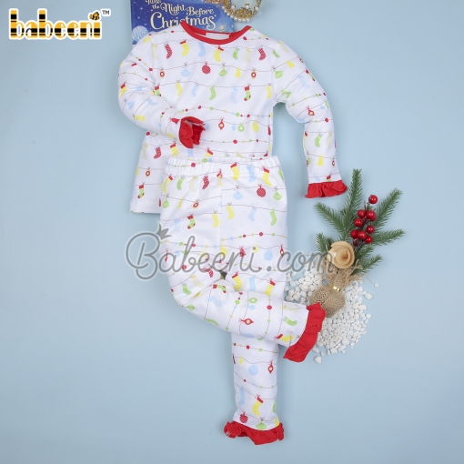 Printed Christmas gift girl sleepwear set - BB2295