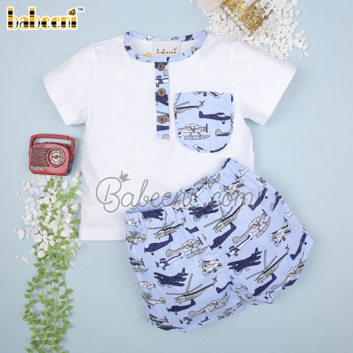 Airplane printed boy set clothing – BB2959