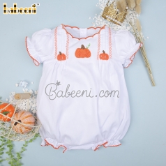 Pumpkin French knot embroidery baby girl bubble – BB2961 pumpkin-french-knot-embroidery-baby-girl-bubble-–-bb2961