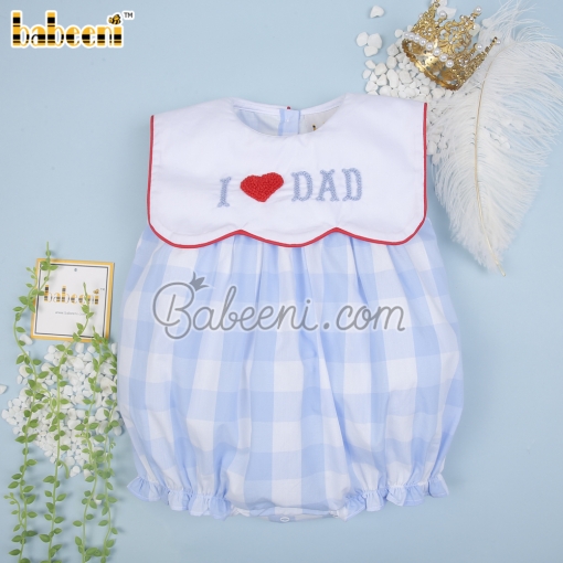 I love Dad embroidery baby scallop bubble – BB3000B