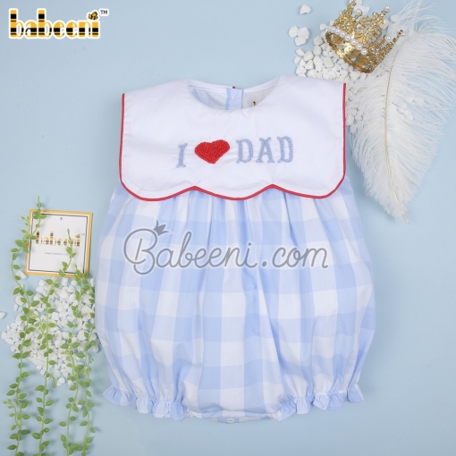 I love Dad embroidery baby scallop bubble – BB3000