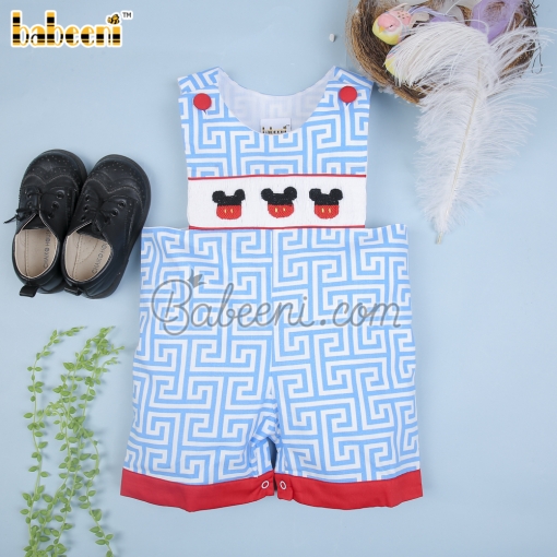 Cute Mickey smocked shortall - BB1199A