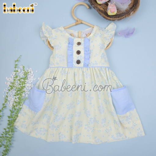 Tiny flower printed baby yellow dress – BB3026