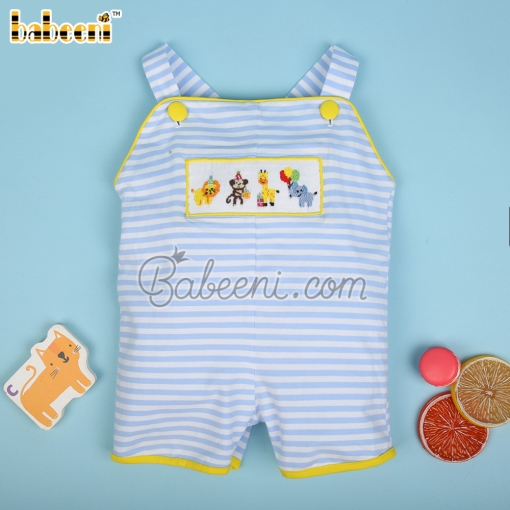 Animal hand smocked boy shortall – BB3068
