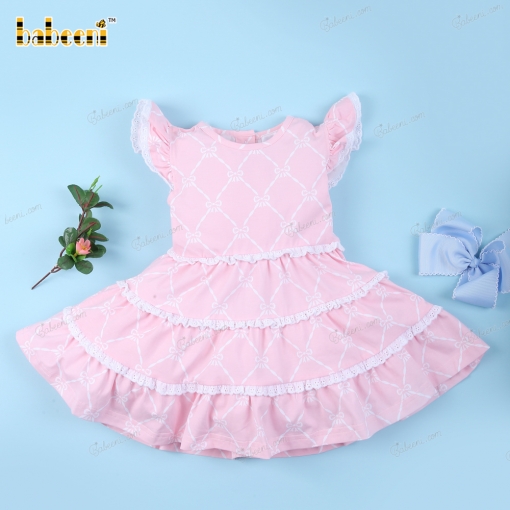 Sweet Pink Bows Plain Dress for little girl - BB3108A