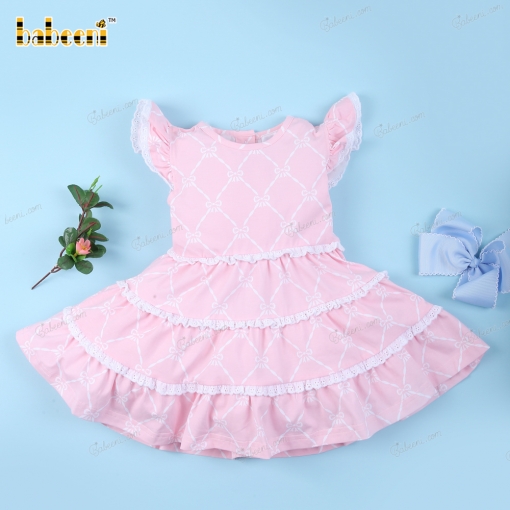 Sweet Pink Bows Plain Dress for little girl - BB3108