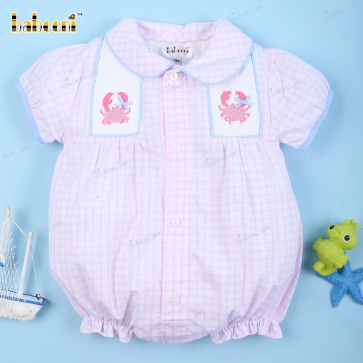 Light Pink Smocked Bubble For Girl - BB3147