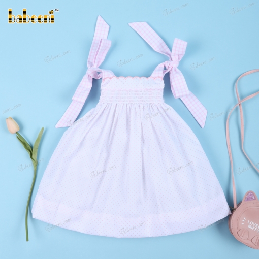 Summer Bows Sleeveless Plain Dress For Girl - BB3152