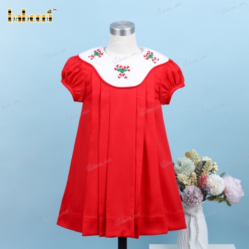 Embroidery Dress In Red And White For Girl - BB3201