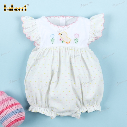 Applique Bubble In White With Duck For Girl - BB3198
