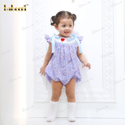 I love Dad hand smocked girl bow bubble – BB3384