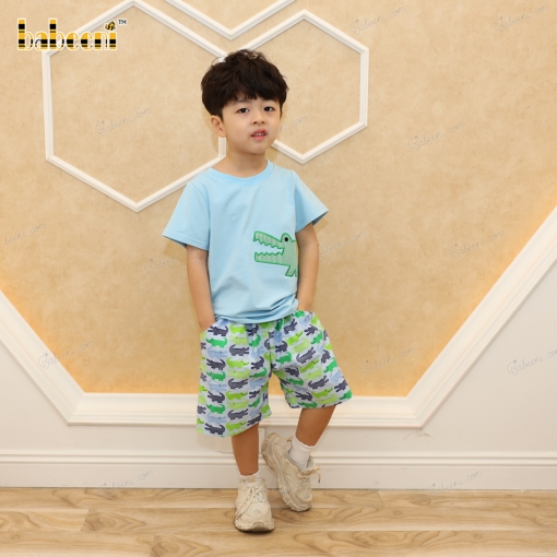 Crocodile Applique Clothing Set For Boy - BB3155
