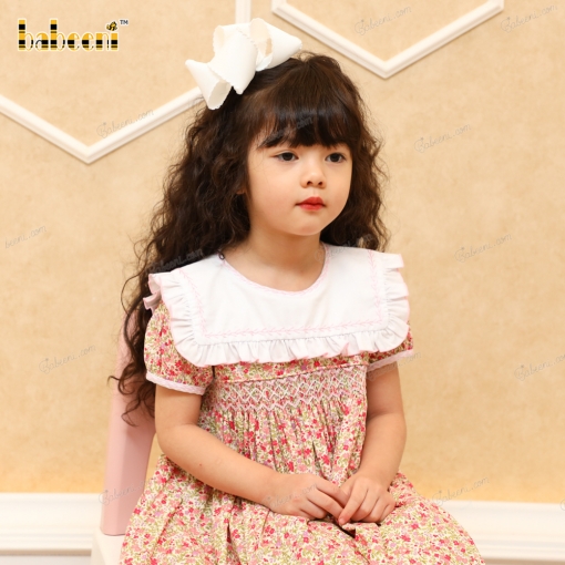 Geometric Dress With Hand Embroidery Rose For Girl - BB3186A