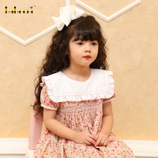 Geometric Dress With Hand Embroidery Rose For Girl - BB3186