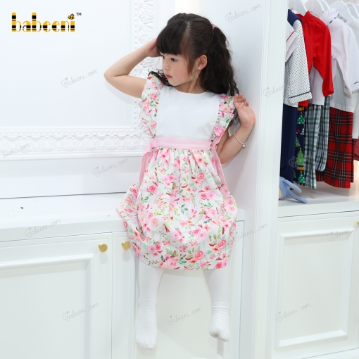 Pretty peach blossom printed baby dress - BB2373