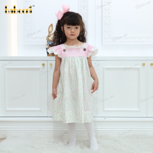 Pink Lily Floral Printed Lace Dress For Girl – BB2957