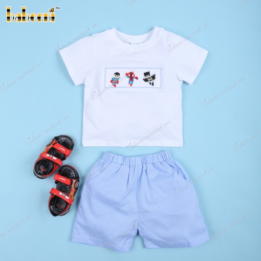 2 Piece Set Hand Smocked DC Characters For Boy - BB3270