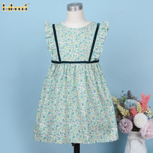 Plain Dress Green Floral Mallard Green Line For Girl - BB3269