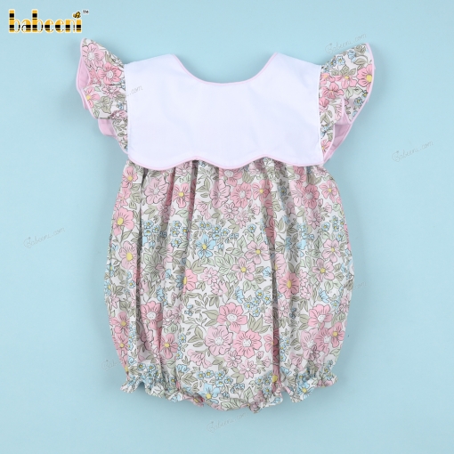 Floral Pink And Scallop Neck Bubble For Girl - BB3383