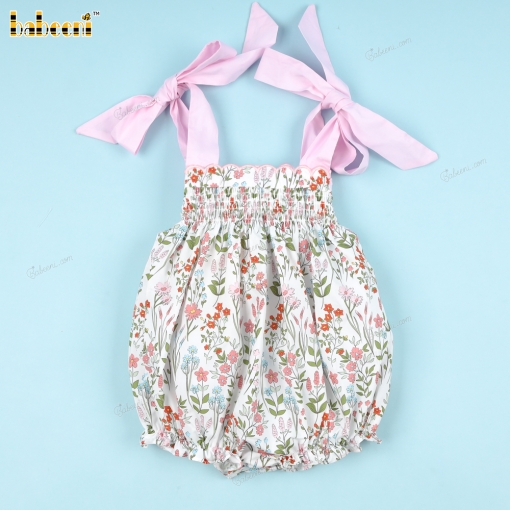 Red Floral Bubble With Pink Bows For Girl - BB3332