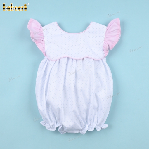 Plain Bubble Pink Sleeve On White For Girl - BB3379