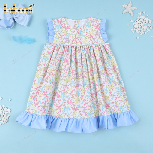 Floral Dress With Blue Accents For Girl - BB3321