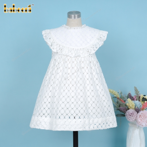 Belted White Lace Dress For Girl - BB3345