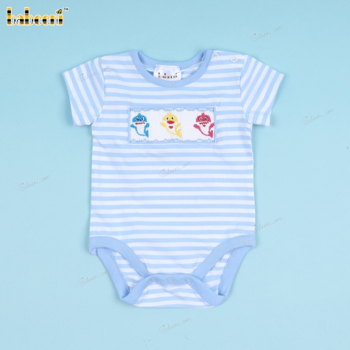 Smocked Bubble With Baby Sharks For Boy - BB3367
