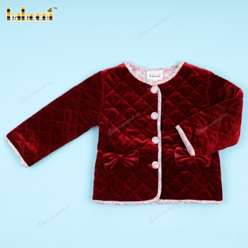 Girl Red Coat And Floral Accent - BB3368A