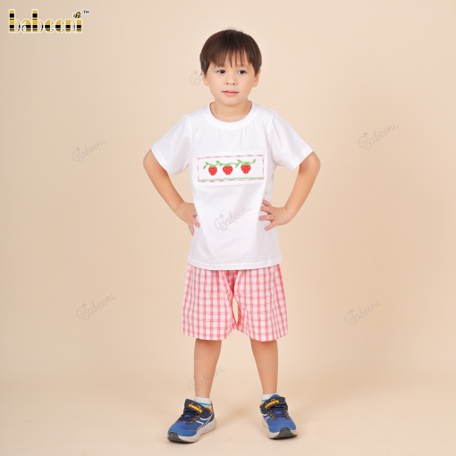 Strawberry hand smocked boy 2 piece set – BB2807